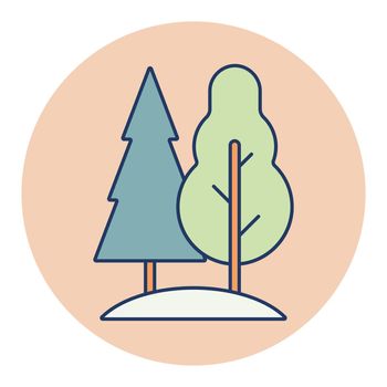 Deciduous and conifer forest vector icon