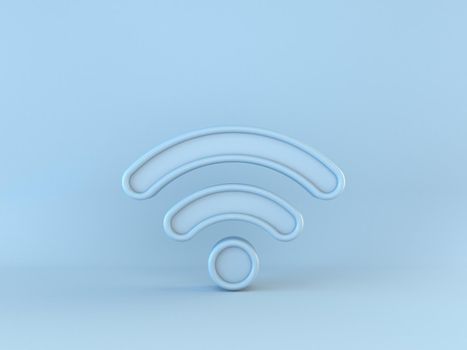 Blue Wi-Fi wireless internet network symbol 3D rendering illustration isolated on blue background