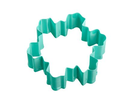 Painted metal snowflake-shaped cookie cutter, cut out