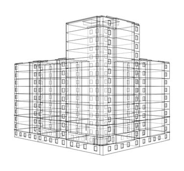 Wire-frame model of a multi-storey building