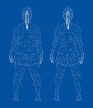 Fat and slim woman, before and after weight loss