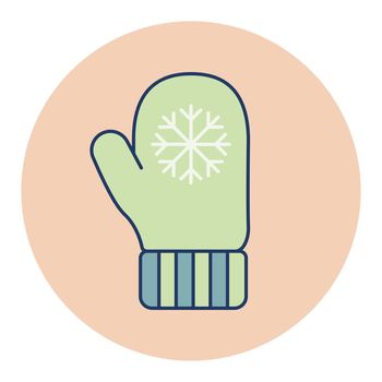 Snowflake gloves vector icon. Winter sign