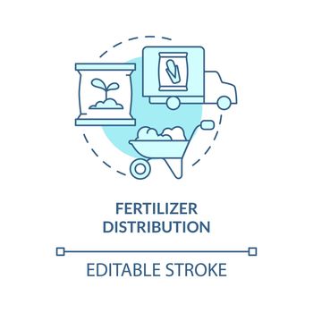 Fertilizer distribution turquoise blue concept icon