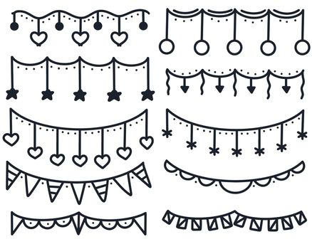Set of hand drawn garlands isolated vector illustration