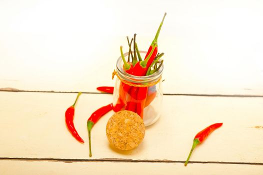 red chili peppers on a glass jar
