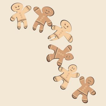 a frame of ginger cookies. Gingerbread men. Design element