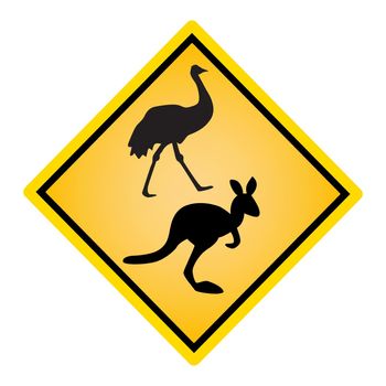 Australian traffic sign with emu and kangaroo.