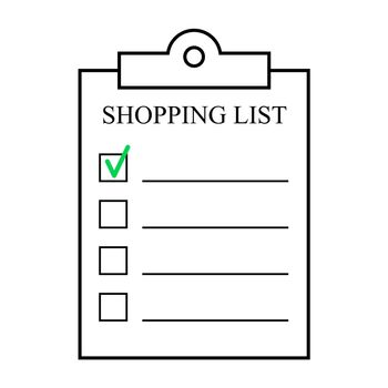 Line icon of shopping list, clipboard paper