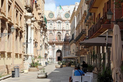 Glimpse of the historic town of Trapani in Sicily, Italy
