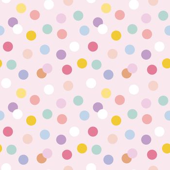 Background seamless pattern vector with cute pastel polka dots