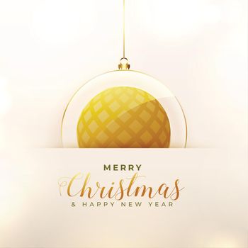 merry christmas golden glass bauble decoration background