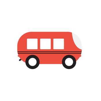 Line Icon with Flat Graphics Element of Bus Vector Illustration 