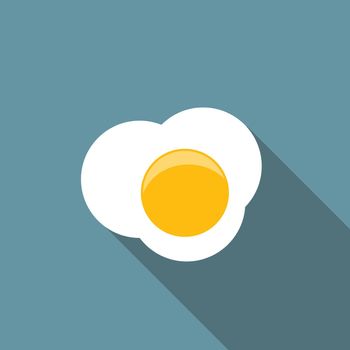 Scrambled Egg Flat Icon with Long Shadow, Vector Illustration