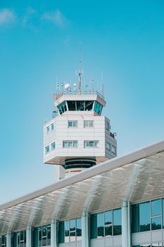Air traffic control tower in Vigo airport Spain