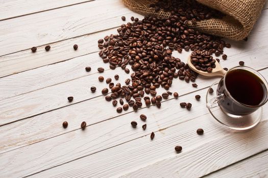 coffee beans espresso invigorating drink view from above