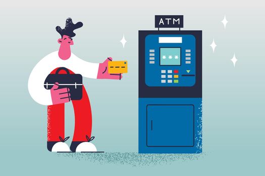 Withdrawal cash money in atm concept