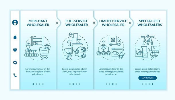 Types of wholesale business onboarding vector template