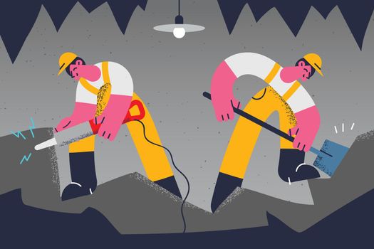 Working as miners on mine vector illustration
