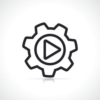 gear and play sign icon