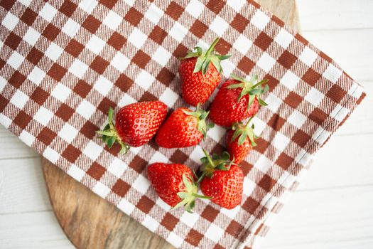 fresh strawberry summer fruit vitamins dessert checkered tablecloth