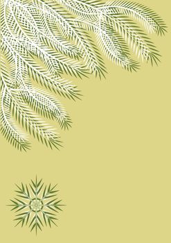 Illustration on A4 format - spruce branch, New Year card. Design element