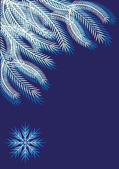 Illustration on A4 format - spruce branch, New Year card. Design element