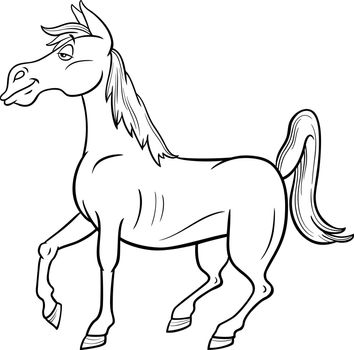 funny cartoon horse farm animal character coloring book page