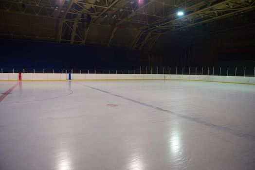 empty ice rink, hockey arena