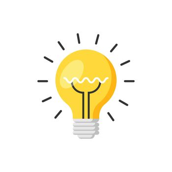 Light bulb icon in flat style. Lamp vector illustration on white isolated background. Idea, solution, thinking sign business concept.