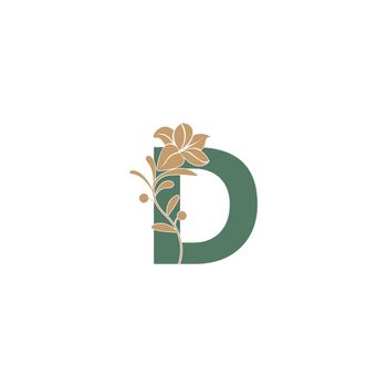 Letter D icon with lily beauty illustration template