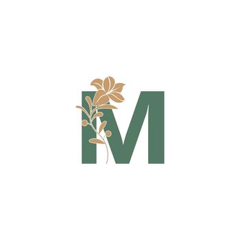 Letter M icon with lily beauty illustration template