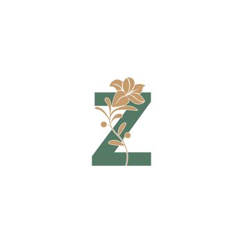 Letter Z icon with lily beauty illustration template