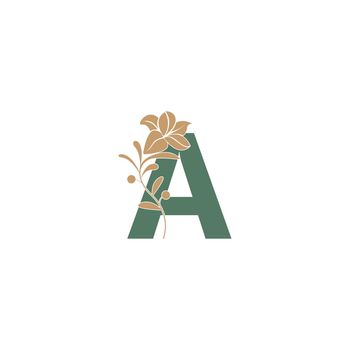 Letter A icon with lily beauty illustration template