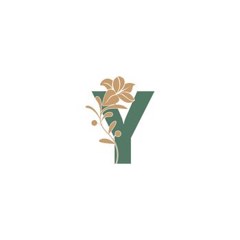 Letter Y icon with lily beauty illustration template