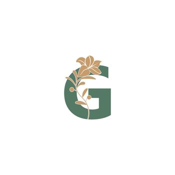 Letter G icon with lily beauty illustration template
