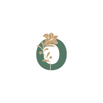 Letter O icon with lily beauty illustration template