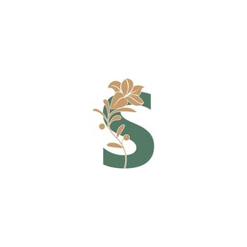 Letter S icon with lily beauty illustration template