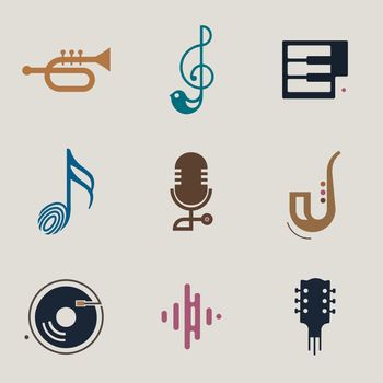 Editable flat music vector icon design set