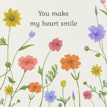 Editable cute quote template vector floral background