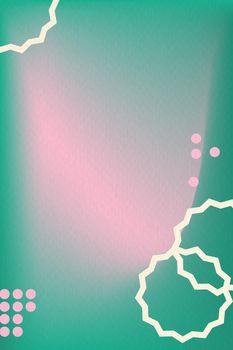 Green gradient background vector in abstract memphis style with funky border