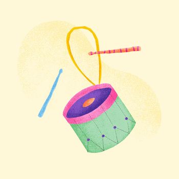 Green drum sticker vector musical instrument illustration