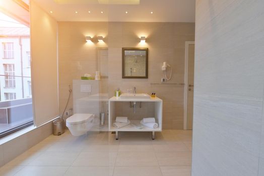 minimalistic bathrom in modern hotel
