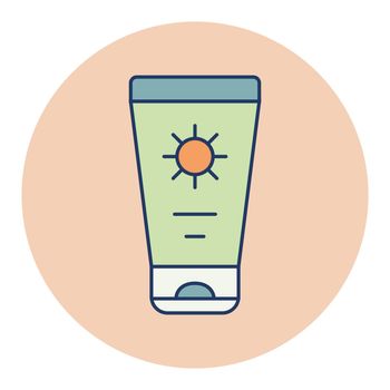 Sunscreen cream in tube flat vector icon