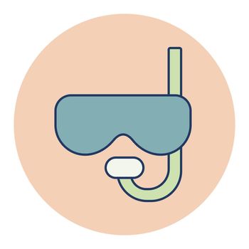 Diving mask with snorkel flat vector icon