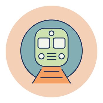 Subway underground metro train flat vector icon