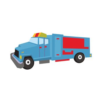 Flat design vector illustration city Transportation, fire truck, side view