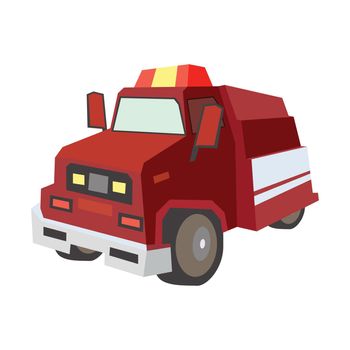 flat vector illustration set of fire engine truck and fireman