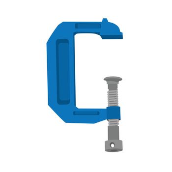Vector illustration of a blue clamp in a flat design.