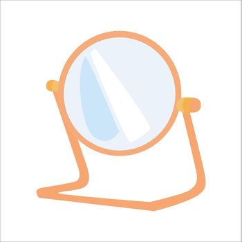 vanity mirror or desk mirror, orange, flat design illustration