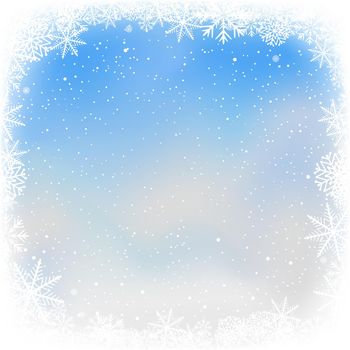 snow frame Christmas template blue sky backdrop